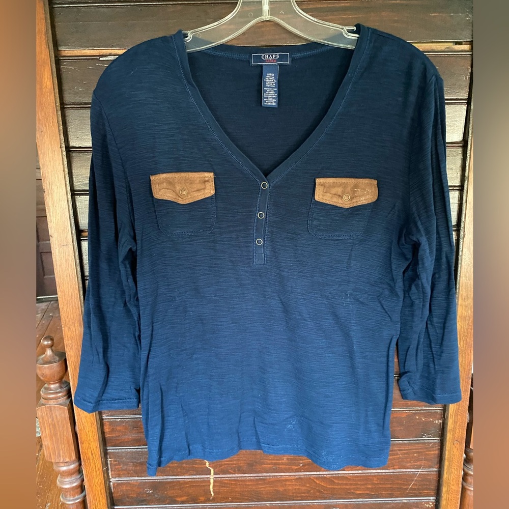 GUC Chaps 3/4 Sleeve Shirt with Suede Pockets
